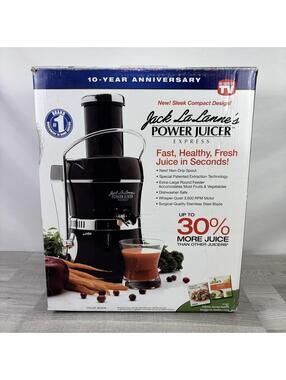 Jack LaLanne’s Power Juicer Express Black In Manufacturing Packaging- Tested